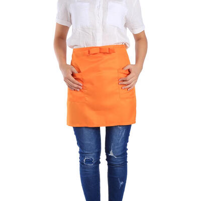 

Greensen 7 Solid Colors Half-Length Polyerter Apron Unisex Bowknot type With Pockets For Waiter Waitress