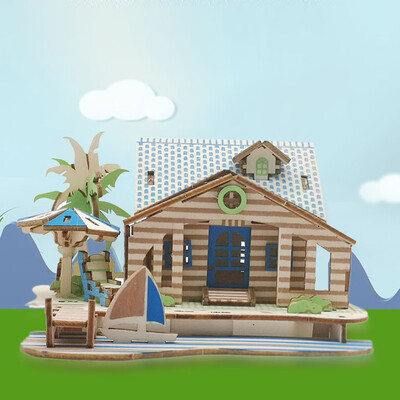 

Gotoamei Kids 3D wooden DIY Houses Jigsaw Children Castle Construction Pattern Puzzle Toy
