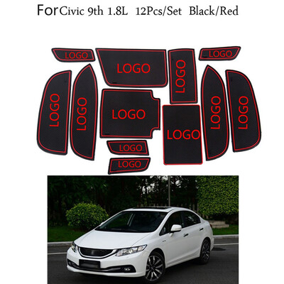 

12PCSSet Replacement for Honda Civic 9th 18L Non-slip Car Interior Door Gate Slot Mats Position Cup Holder Pads