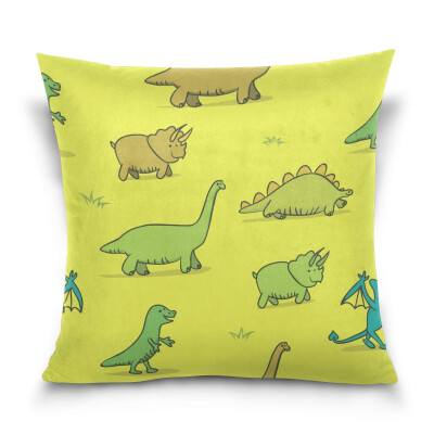 

ALAZA Throw Pillow Cover 16 X 16 inch Christmas Gift Cushion Cover with Baby Dinosaurs Printed Pillowcase