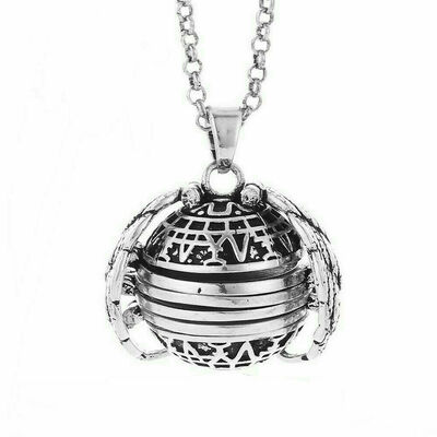 

Expanding 5 Photo Locket Necklace Magic Ball Angel Wing Pendant Memorial Gift