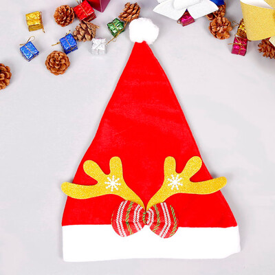 

Gobestart Christmas Hat Childrens Adult Decorations Gift High-Grade Double Plush Hat