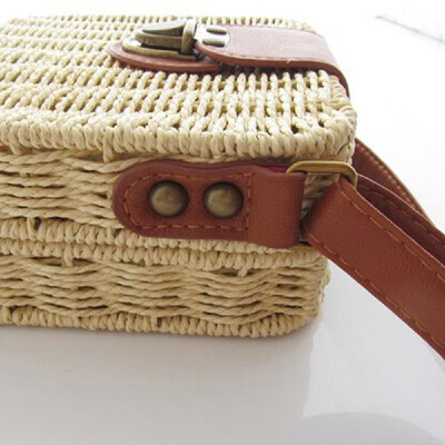 

Multicolor Candy Color Women Use Handmade Straw Bag Mini Size Shoulder Beach Crossbody Handbags for Girl