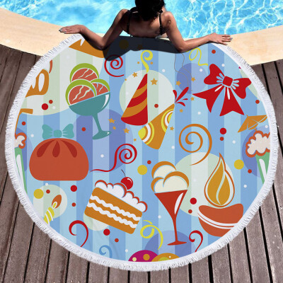 

Gobestart 1 PC Round Beach Pool Home Shower Towel Blanket Table Cloth Yoga Mat