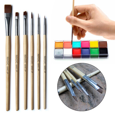 

Gobestart IMAGIC 6Pcs Pro Makeup Brushes Tattoo Oil Paint Makeup Brushes Wood Handle