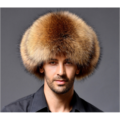 

Ushanka Mens Winter Real Raccoon Fur&Lamb Leather Russian Cossack Trapper Hats