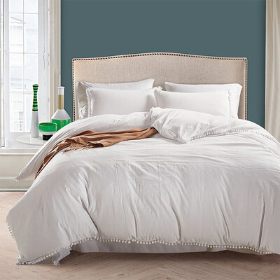 

Neillie ball side quilt cover suit bedding three piece set American size pure color bed goods
