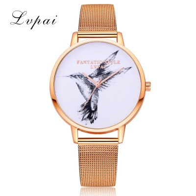 

Lvpai Rose Gold Mesh Brand Fashion Bird Watch Women Wrist Watch Garden Clock Beauty Quartz Watch Gift Relogio Feminino 533