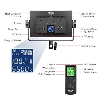 

Viltrox VL-S50T Bi-color 276 LED Video Light Panel 3300-5600K 50W Dimmable CRI95 with Wireless Remote Control LCD Screen Barndoor