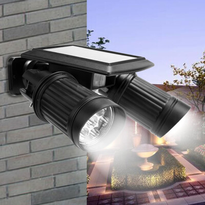 

〖Follure〗Waterproof 14 LED Solar PIR Sensor Spotlight 2 Head Garden Garage Wall Lamp IP65