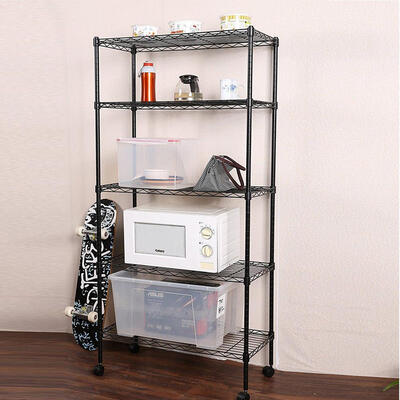 

Black 5 Tier Rolling Steel Shelving Unit Wire Shelves Garage Shelving Storage RacksOn wheels