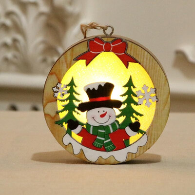 

Portable Delicate Christmas Decoration Wooden Lighting Pendant Christmas Tree Decoration Pendant Circle Mode