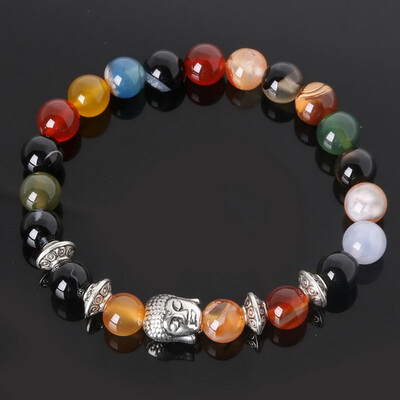 

Gemstone Beads Buddha Head Thick Lava Rock Handmade Bracelet Gift