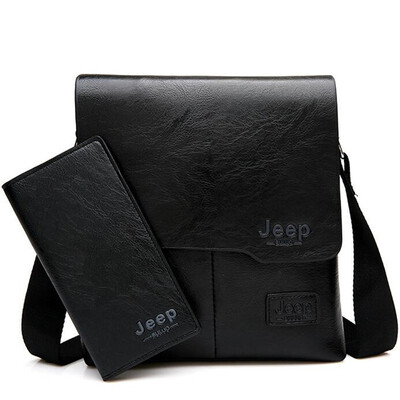 

2 Set Men Leather Shoulder Bags Man Messenger Bag money wallet Business male Carossbody Casual handbag Brand