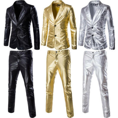 

2PCS Mens Work Formal Blazer Party Tuxedos Suit Jacket Coat Tops Pants Trousers