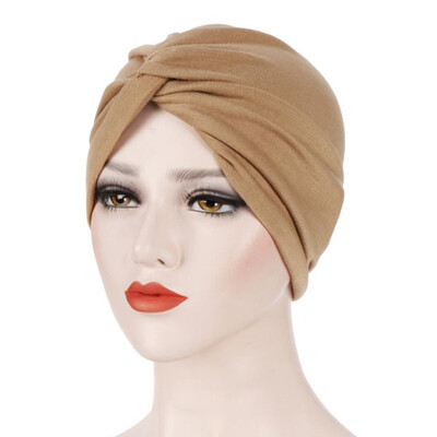 

Muslim Women Pleated Turban Hijab Cap Cancer Chemo Hat Cotton Head Scarf For Hair Loss Accessories