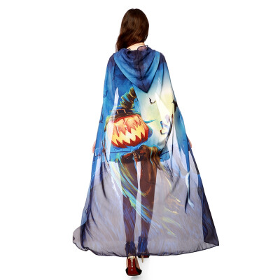 

Halloween Fairy Wings Chiffon Cloak Fun Print Pattern Cloak for Stage Show Festive Party Decorative