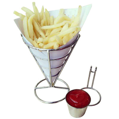 

Gobestart Chip Stand Holder French Fry Fries Bowl Black Metal Wire Kitchen Metal Fry Stand