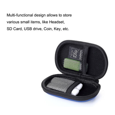 

Portable SD Card Bag EVA Earphone Storage Case Earbuds USB Cable Carrying Mini Pouch with Carabiner Blue