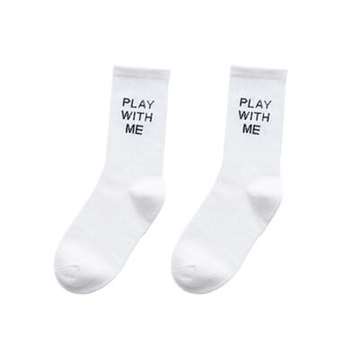 

Play With Me Letter Print Men Women Elastic Breathable Cotton Middle Tube Socks