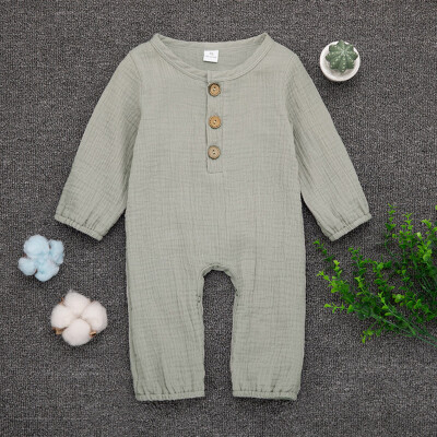 

Newborn Infant Baby Boy Girl Cotton Linen Solid Romper Jumpsuit Clothes Outfits