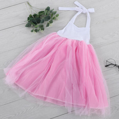 

Greensen 1Pc Girls Wedding Formal Sleeveless Dress Kid Bridal Birthday Party Tutu Long Dresses