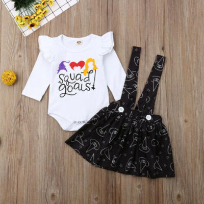 

USA Newborn Kids Baby Girl Halloween Tops T-shirt Dress 2Pcs Outfits Clothes