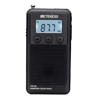 

Retekess TR103 FMMWSW Radio Portable Pocket Mini Radio Digital Tuning Rechargeable TF Card Slot MP3 Music Player