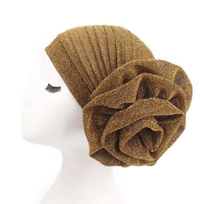 

Fashion Big Flower Glitter Turban Hat Muslim Indian Cap Women Head Wrap Headwear