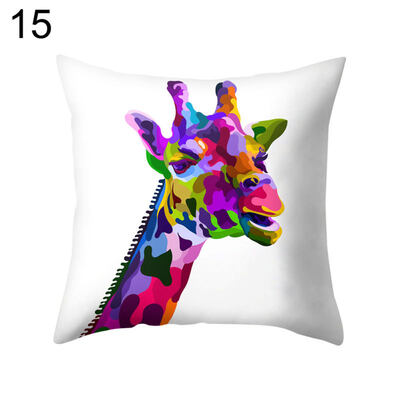 

Colorful Cat Lion Giraffe Owl Pillow Case Cushion Cover Sofa Bed Car Cafe Decor