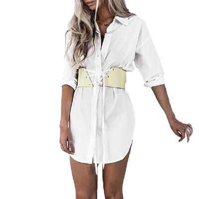 

New Fashion Women Vintage PU Leather Waist Belt Self-tie Waistband Waist Strap WhitePink
