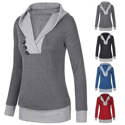 

Fashion Women Casual Dress Long Sleeve Hoodie Hooded Jumper Pockets Sweater Tops