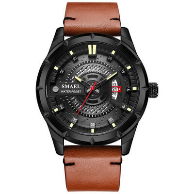

SMAEL 9011 Casual Sport Watch Multifunctional Male Leather Wristwatch Waterproof Business Quartz Watches