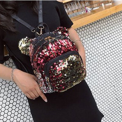 

2018 New Style Fashion Women Girls Sequins Mini Backpack Travel School Satchel Solid Bag Rucksack Backpack