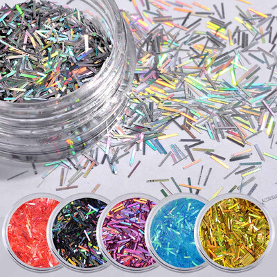 

Toponeto 6Color Long Sequins Dazzling Sticker Colorful Nail Art Decoration