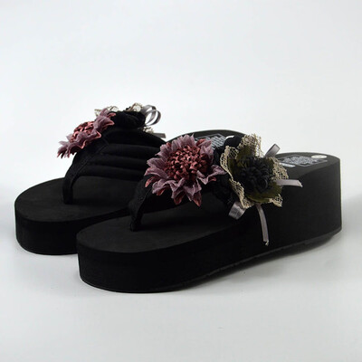 

Rose Women Bohemia Wedge Slippers Home Bathroom Beach Flip Flops Shoes Slippers Shoes
