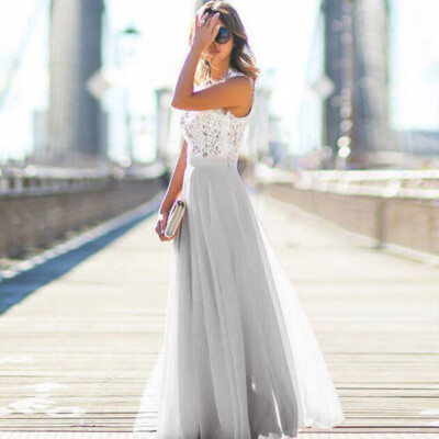 

Summer Women Fashion Stretch High Waist Maxi Dress Flared Pleated Chiffon Skirt