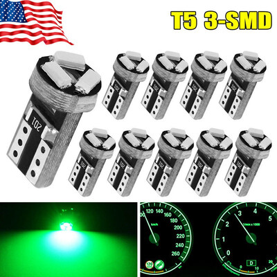 

10X Green T5 3SMD LED bulb Dashboard Dash Instrument Light 74 2721 17 18 37 70