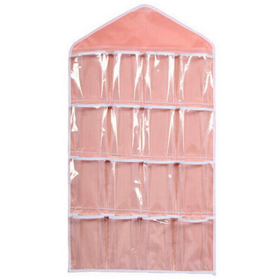

16 PocketsThick Hanging Clear Door Wall Socks Cosmetic Underwear Storage Bag Closet Organizer Bag