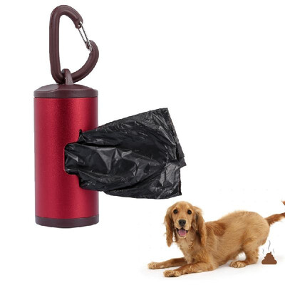 

Colorful Pet Poop Holder Dog Waste Dispenser Aluminum Alloy Tube Includes 15pcs Waste Bags Refillable