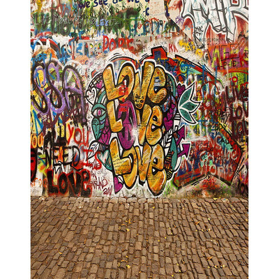 

Graffiti Wall Photo Backdrop 57FT Vinyl Fabric Cloth Digital Printing Photo Background s-2157