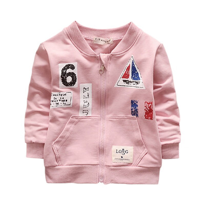 

Baby Boy Girl Outfits Alphabet Print Casual Zipper Patchwork Color Sweatshirt Kids Coat Outfits Tops