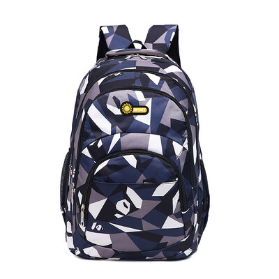 

Oxford cloth backpack Geometric printing outdoor leisure backpack large capacity wind shoulder bag