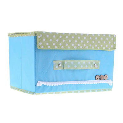 

Folding Cloth Storage Boxes Cute Dot Pattern Nonwoven Organizer Case Blue