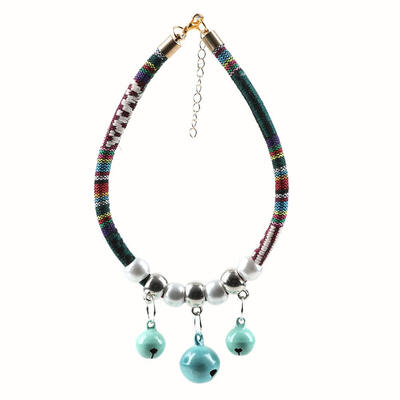 

Adjustable Braided Rope Pet Dog Transparent Collar Necklace with 3D Bells