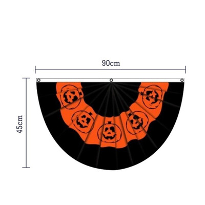 

Halloween Pumpkin Printed Flags Polyester Flag Hanging Banner Home Party Decoration Semicircular Flag With Metal Grommets