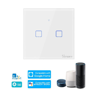 

SONOFF T0EU3C-TX 3 Gang Smart WiFi Wall Light Switch APPTouch Control Timer EU Panel Home Automation Compatible with Google Home