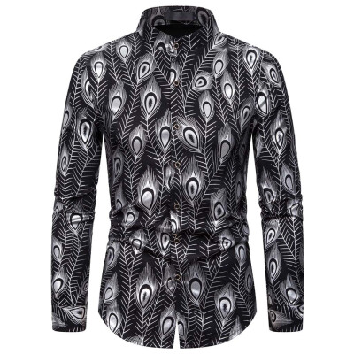 

Tailored Mens New Style Fashion stamped Long Sleeve Shirt Printed Long-Sleeved Blouse