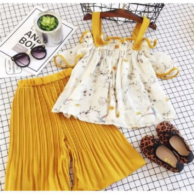 

Boutique Kids Baby Girls Strap Floral Tops Loose Pants Outfits Set Clothes 1-6T