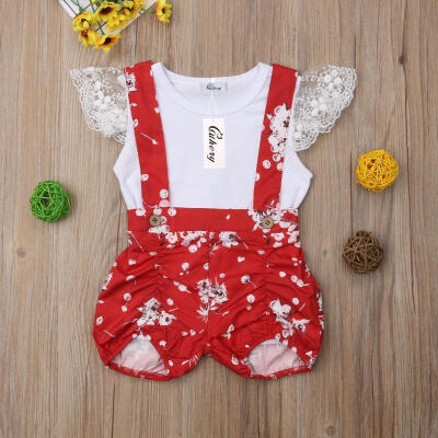 

Floral Baby Bodysuit Girls Clothing Set Ruffle Sleeveless Tops Romper Toddler Floral Clothing Outfits